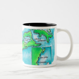Map of Bermuda Two-Tone Coffee Mug