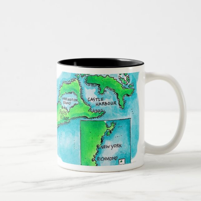 Map of Bermuda Two-Tone Coffee Mug (Right)