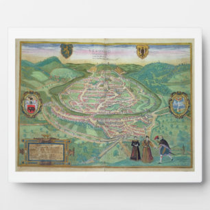 Map of Besancon, from 'Civitates Orbis Terrarum' b Plaque