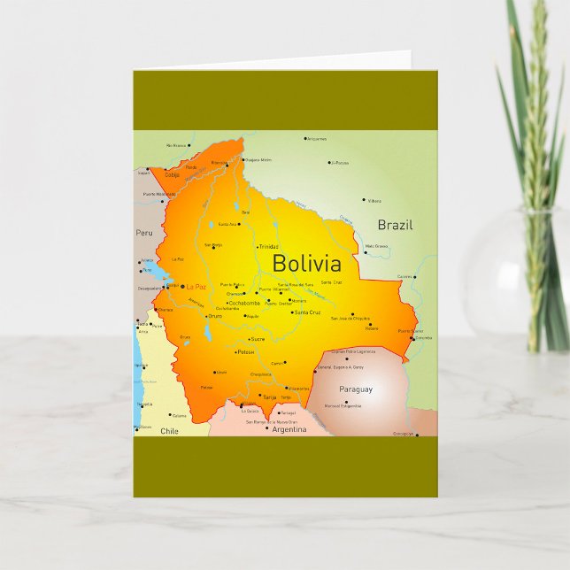 Map of Bolivia with Cities and Borders Card (Creator Uploaded)