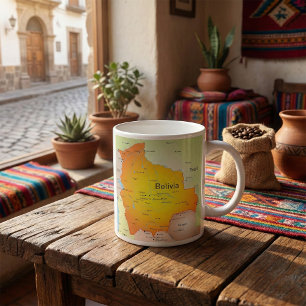 Map of Bolivia with Cities and Borders Coffee Mug