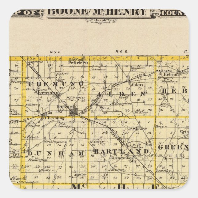 Map of Boone and McHenry counties Square Sticker (Front)
