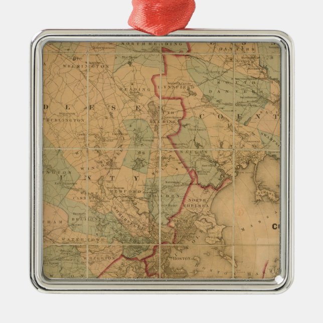 Map Of Boston 2 Metal Ornament (Front)