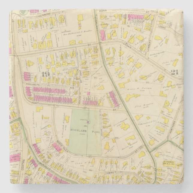 Map of Boston 7 Stone Coaster (Front)