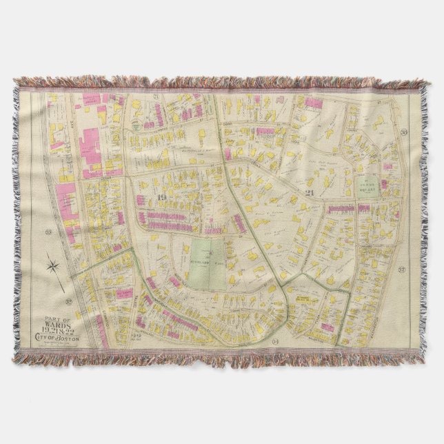 Map of Boston 7 Throw Blanket (Front)
