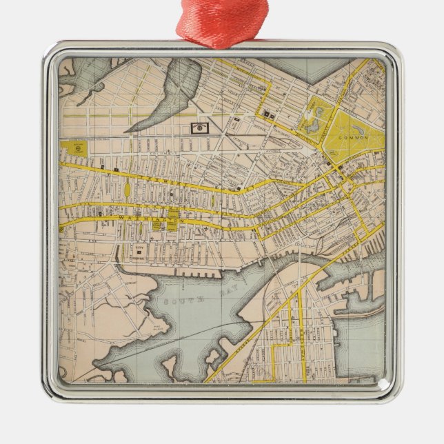 Map Of Boston Metal Ornament (Front)