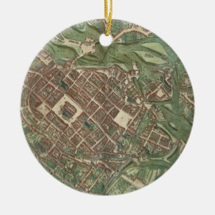 Map of Bratislava, from 'Civitates Orbis Terrarum' Ceramic Ornament