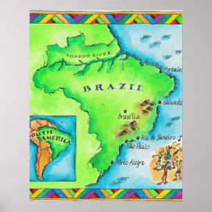 Map of Brazil Poster