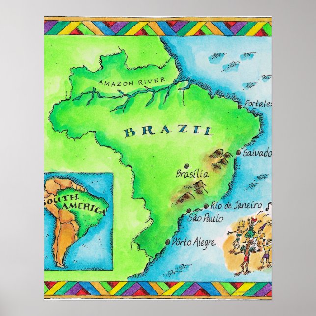 Map of Brazil Poster (Front)