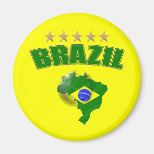 Map of Brazil Soccer Ball Brazil Brazilian flag Magnet