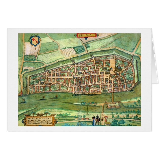 Map of Bremen, from 'Civitates Orbis Terrarum' by (Front Horizontal)