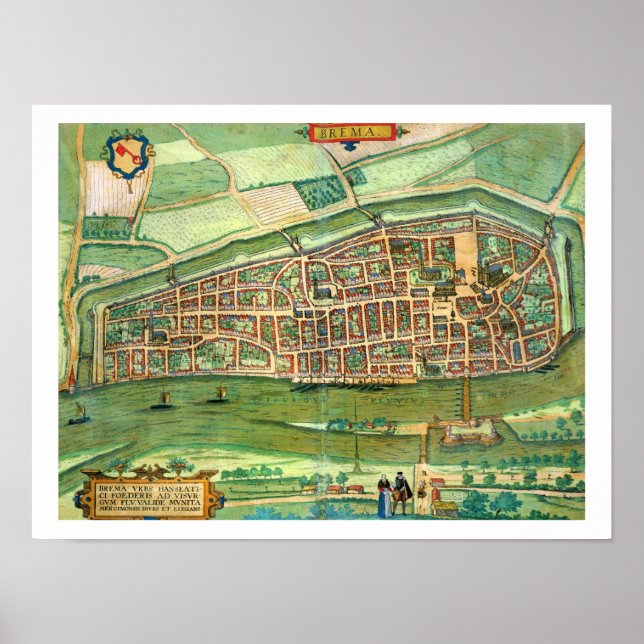 Map of Bremen, from 'Civitates Orbis Terrarum' by Poster (Front)