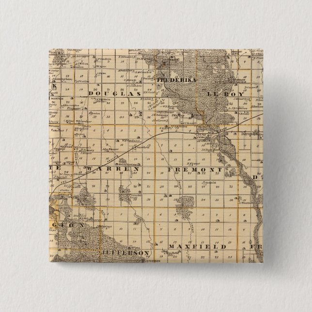 Map of Bremer County 15 Cm Square Badge (Front)