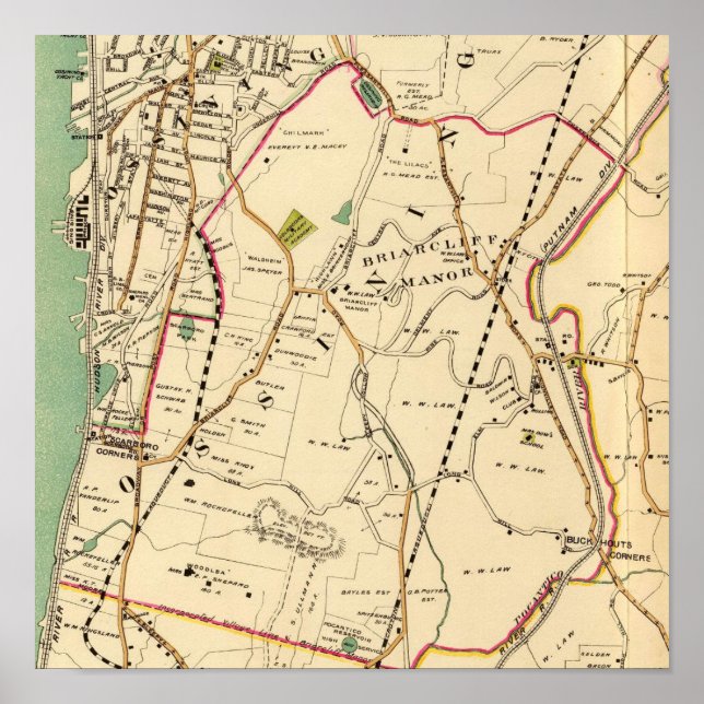 Map of Briarcliff Manor, New York, 1908 Poster (Front)
