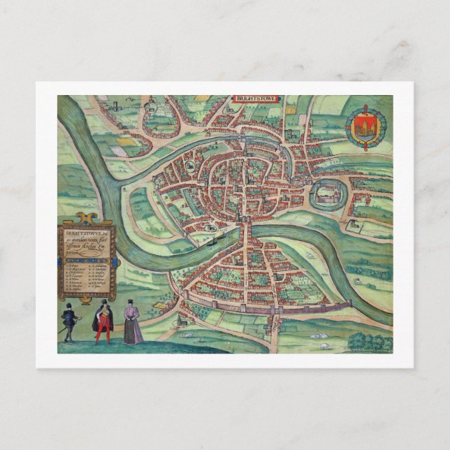 Map of Bristol, from 'Civitates Orbis Terrarum' by Postcard (Front)