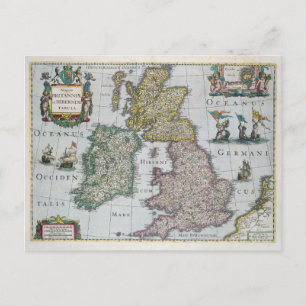 Map of Britain 1631 Postcard