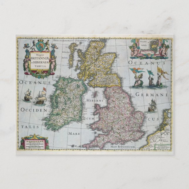 Map of Britain, 1631 Postcard (Front)