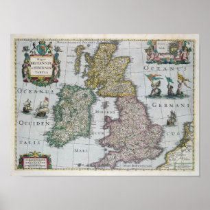 Map of Britain   1631 Poster