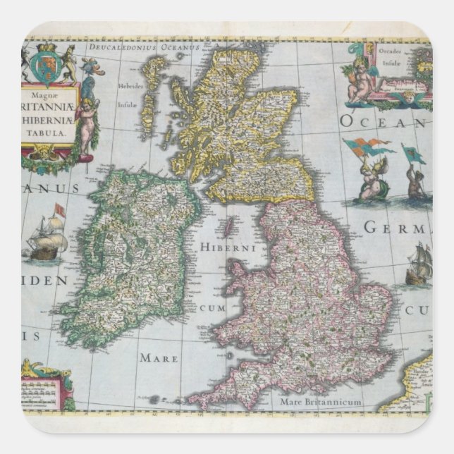 Map of Britain, 1631 Square Sticker (Front)