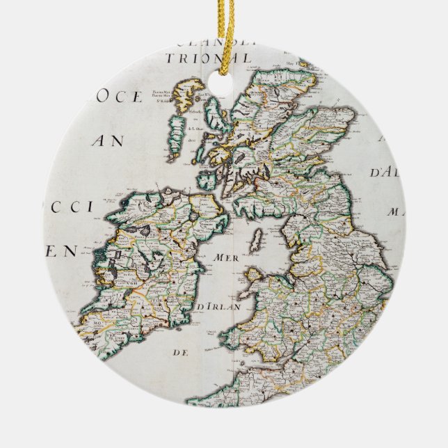 Map of Britain and Ireland, published Paris 1640 ( Ceramic Tree Decoration (Front)