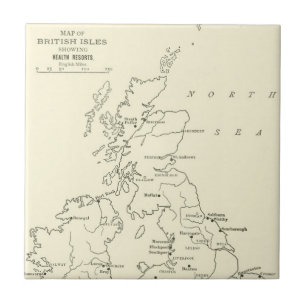 Map of Britain Health Resorts Ceramic Tile