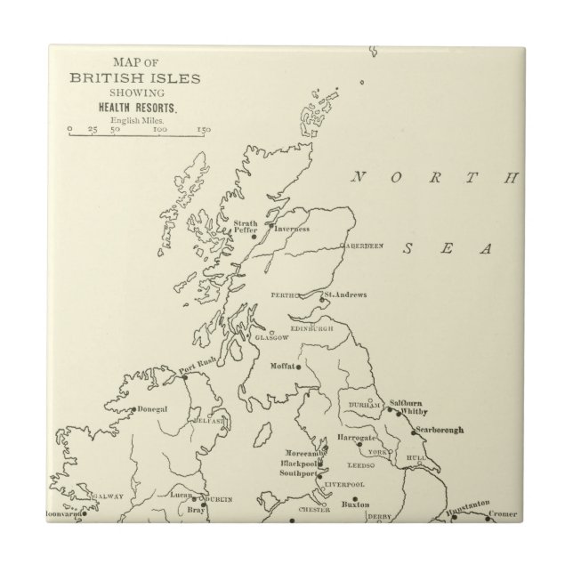 Map of Britain | Health Resorts Ceramic Tile (Front)
