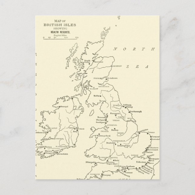 Map of Britain | Health Resorts Postcard (Front)