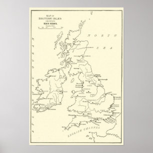 Map of Britain Health Resorts Poster
