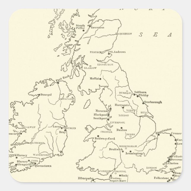 Map of Britain | Health Resorts Square Sticker (Front)