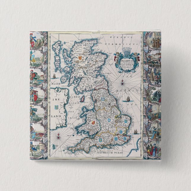 Map of British Isles 2 15 Cm Square Badge (Front)