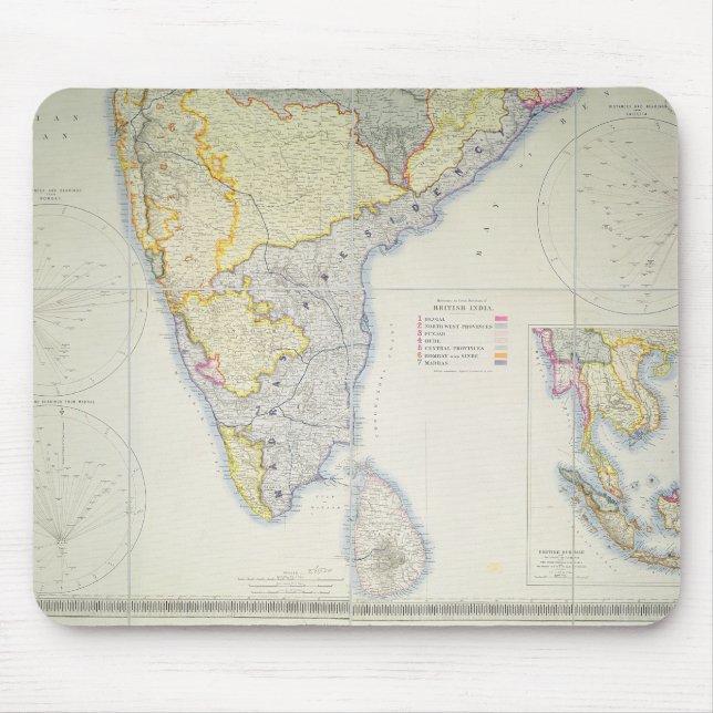 Map of British Southern India, 1872 Mouse Pad (Front)