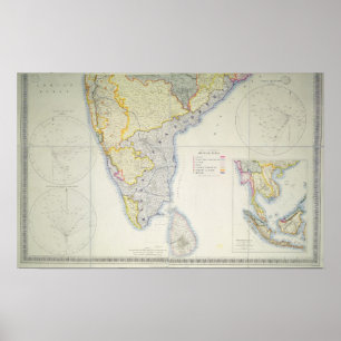 Map of British Southern India, 1872 Poster