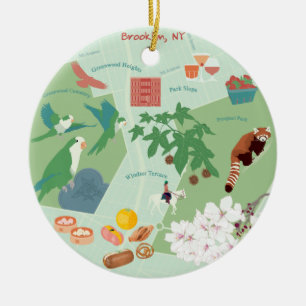 Map of Brooklyn Customizable Two-sided Ceramic Ornament