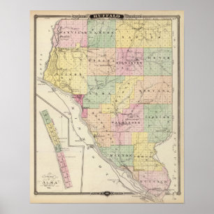 Map of Buffalo County and Village of Alma Poster