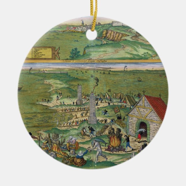 Map of Cadiz, from 'Civitates Orbis Terrarum' by G Ceramic Ornament (Front)