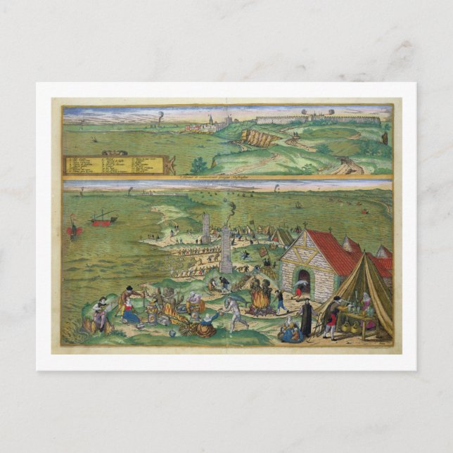 Map of Cadiz, from 'Civitates Orbis Terrarum' by G Postcard (Front)