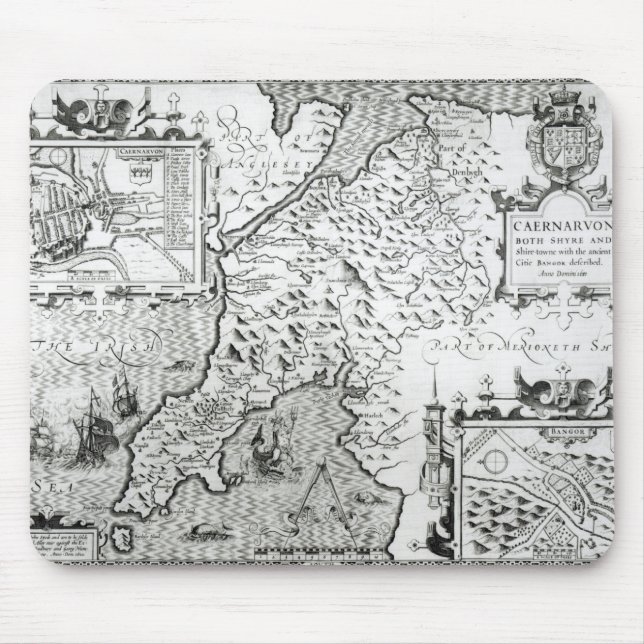 Map of Caernarvon, 1616 Mouse Pad (Front)