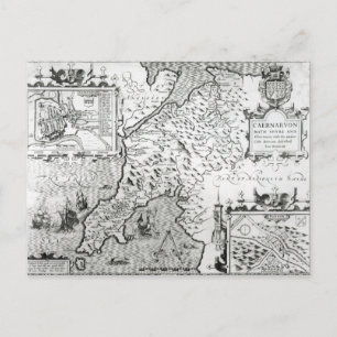 Map of Caernarvon, 1616 Postcard
