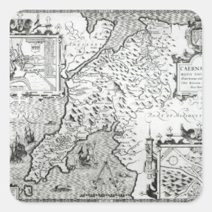 Map of Caernarvon, 1616 Square Sticker