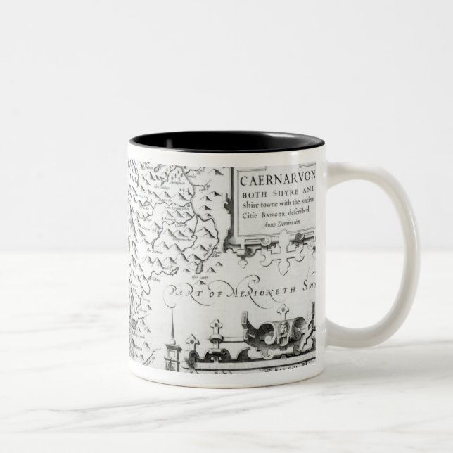 Map of Caernarvon, 1616 Two-Tone Coffee Mug (Right)