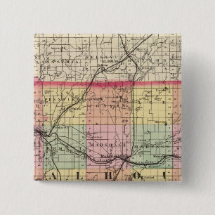 Map of Calhoun County, Michigan 15 Cm Square Badge