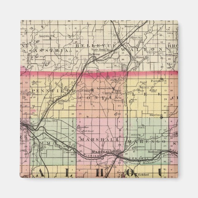 Map of Calhoun County, Michigan Magnet (Front)