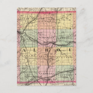 Map of Calhoun County, Michigan Postcard