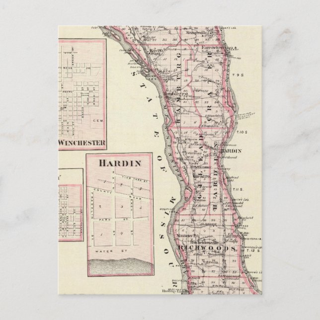 Map of Calhoun County, Winchester Postcard (Front)