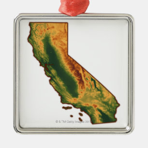 Map of California 2 Metal Tree Decoration