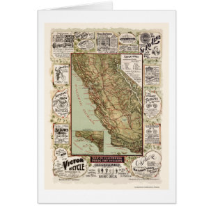 Map of California Bicycle Roads - 1895
