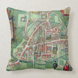 Map of Cambridge, from 'Civitates Orbis Terrarum' Cushion
