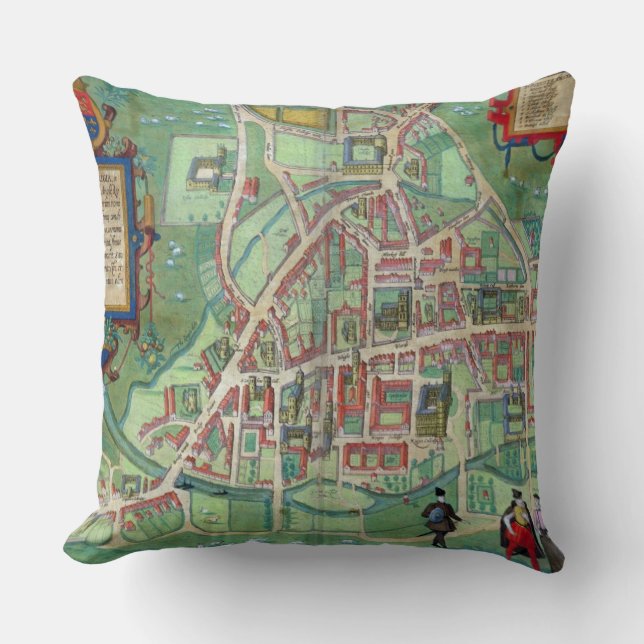 Map of Cambridge, from 'Civitates Orbis Terrarum' Cushion (Front)