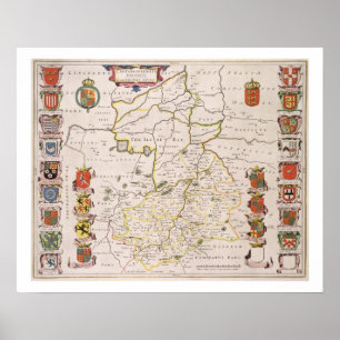 Map of Cambridgeshire, published Amsterdam c.1647- Poster