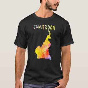 Map Of Cameroon Colourful Map Watercolor Illustrat T-Shirt